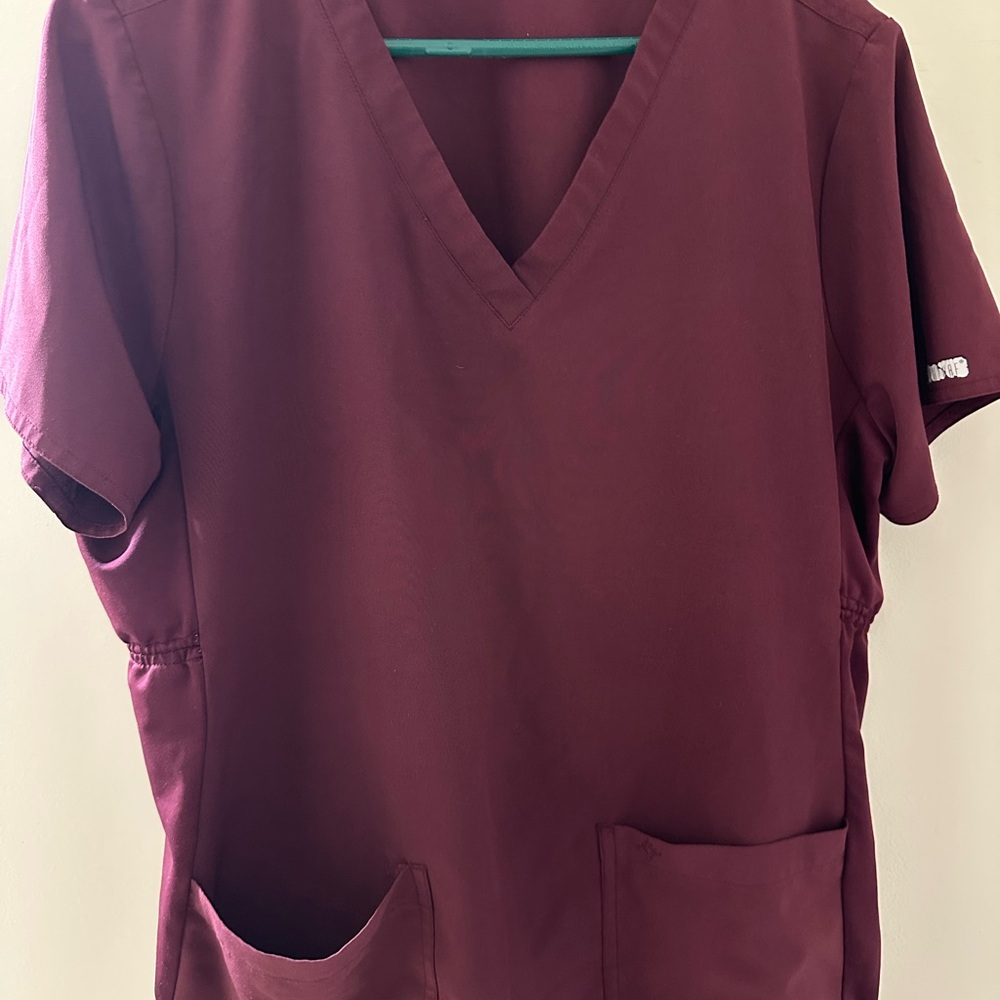 Maternity Med Couture Women's Scrub Top& pants in Magenta